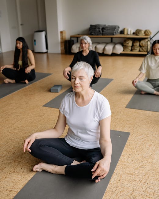 Diverse group of people practicing yoga