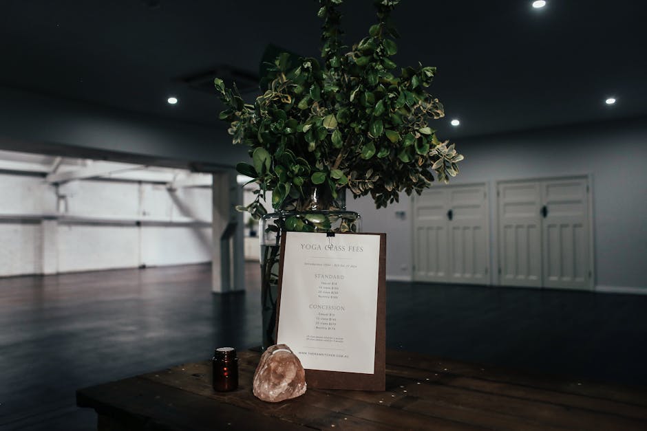 Yoga studio interior with natural light